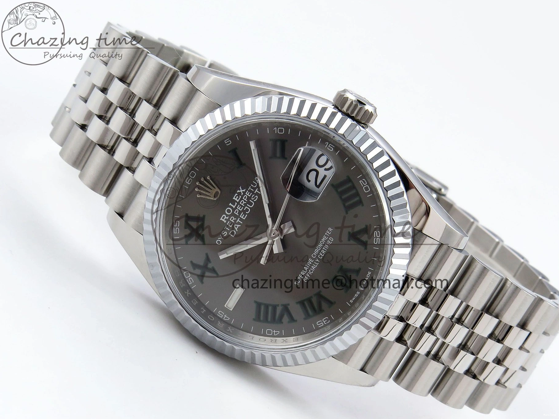 MiroTime 0313 Datejust 36mm 126234 904L Steel HGF 1:1 Best Edition Gray Dial Green Roman on SS Bracelet VR UrbanChic 1476